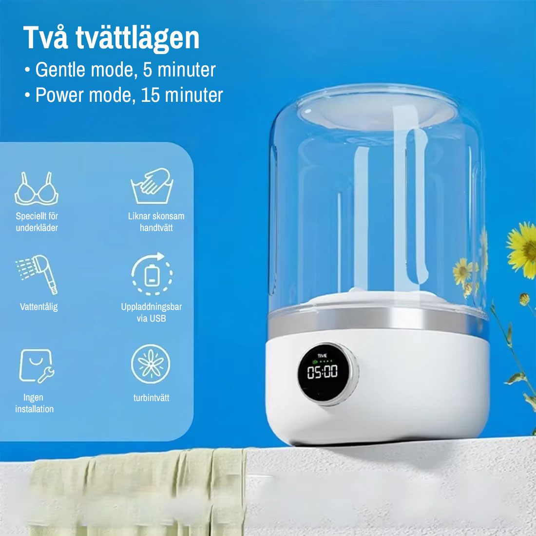 Mini Wash - Batteridriven minitvätt för underkläder